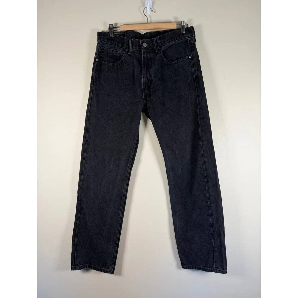Levis 505 Regular Fit Straight Leg Jeans Mens 34x32 Faded Black Denim 4100335434